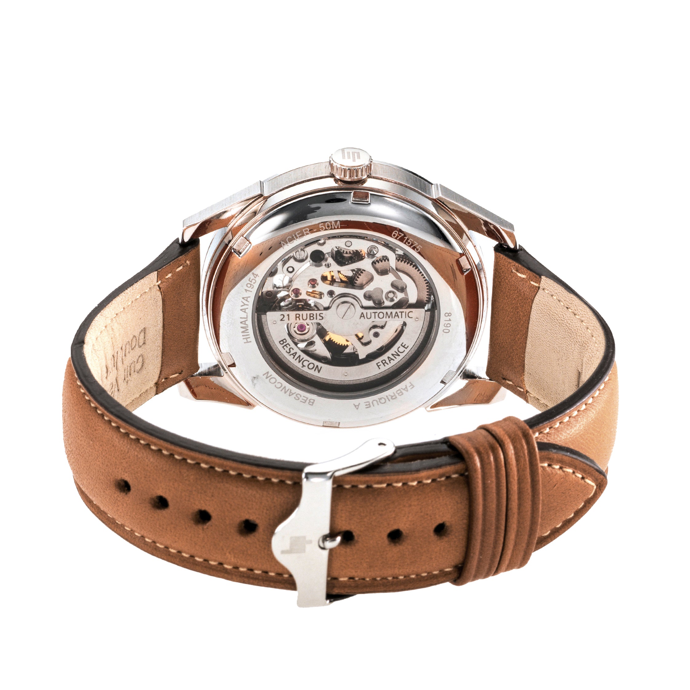 LIP Montre LIP Homme Himalaya Sablier Automatique en Cuir Marron 671575