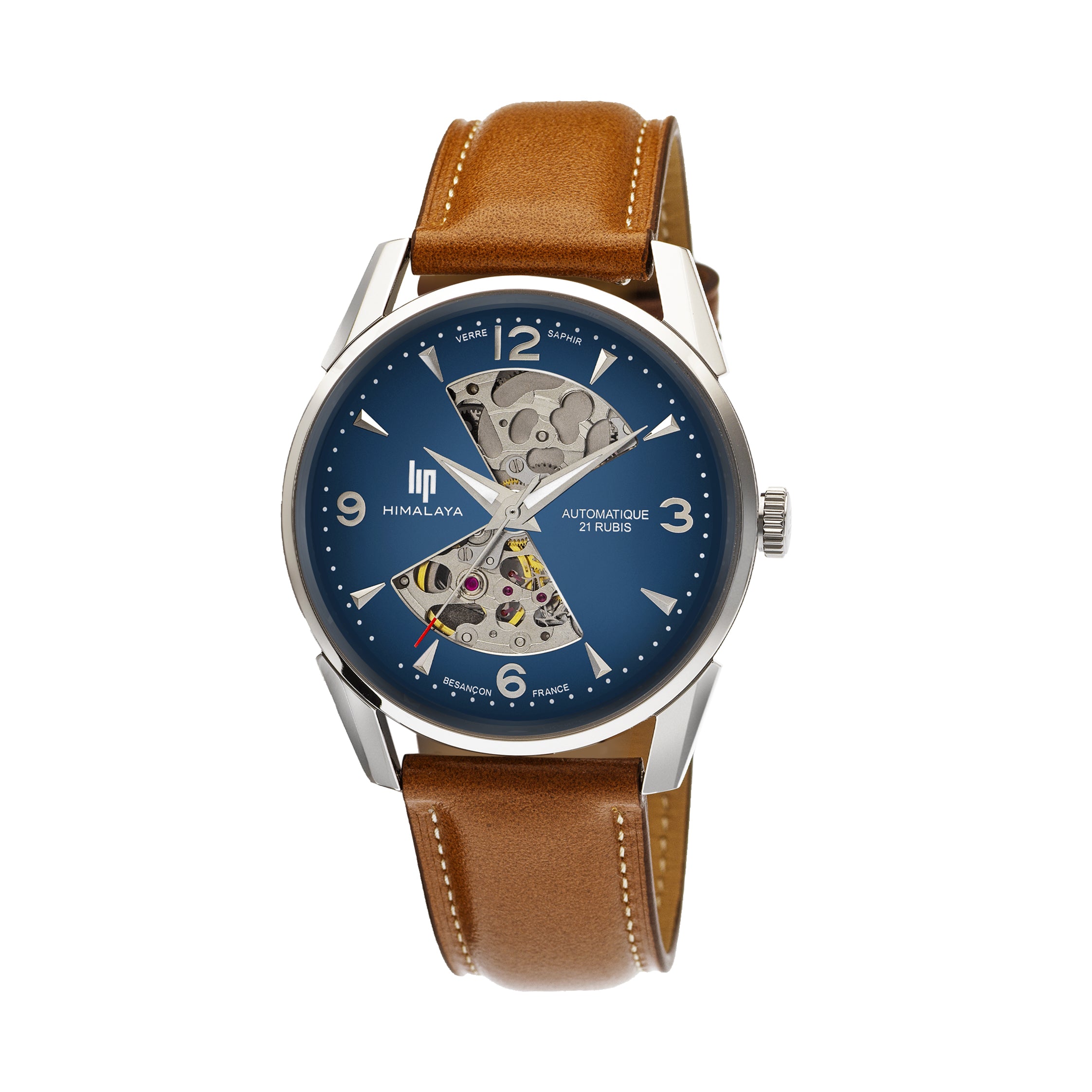 LIP Montre LIP Homme Himalaya Sablier Automatique en Cuir Marron 671575