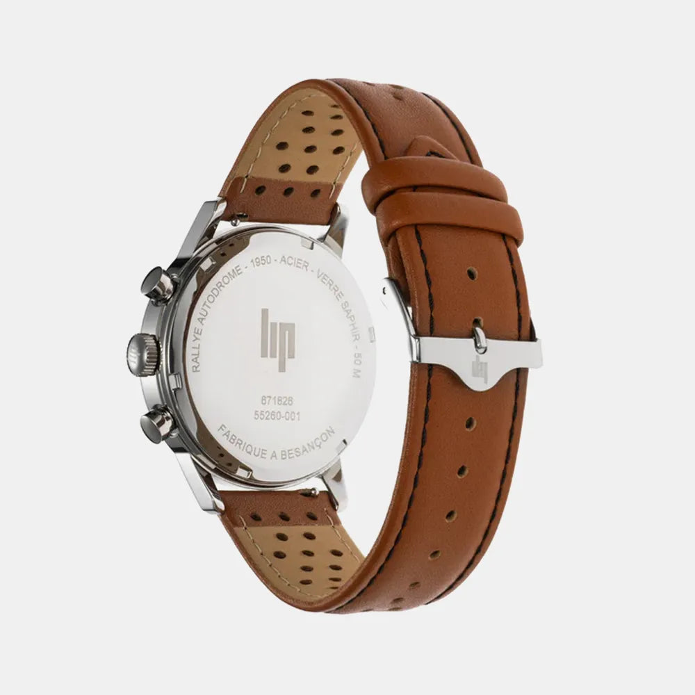 LIP Montre LIP Homme Rallye Hybride en Cuir Marron 671826
