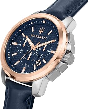 MASERATI Montre MASERATI Homme Successo Chronographe en Cuir Bleu R8871621015