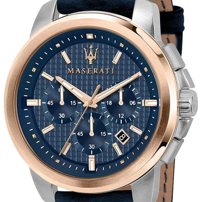 MASERATI Montre MASERATI Homme Successo Chronographe en Cuir Bleu R8871621015