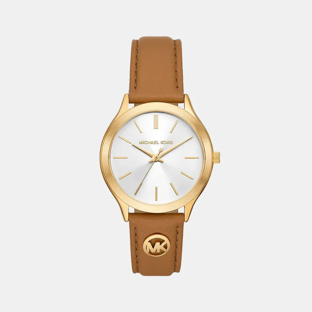 MICHAEL KORS Montre MICHAEL KORS Femme Slim Runway en Cuir Marron MK7465