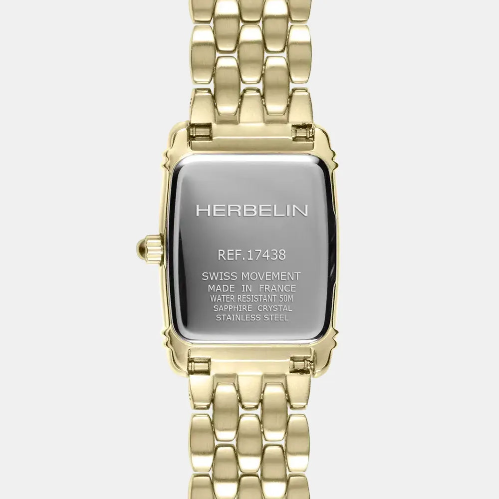MICHEL HERBELIN Montre HERBELIN Femme Art Déco en Acier Doré 17438BP1N22
