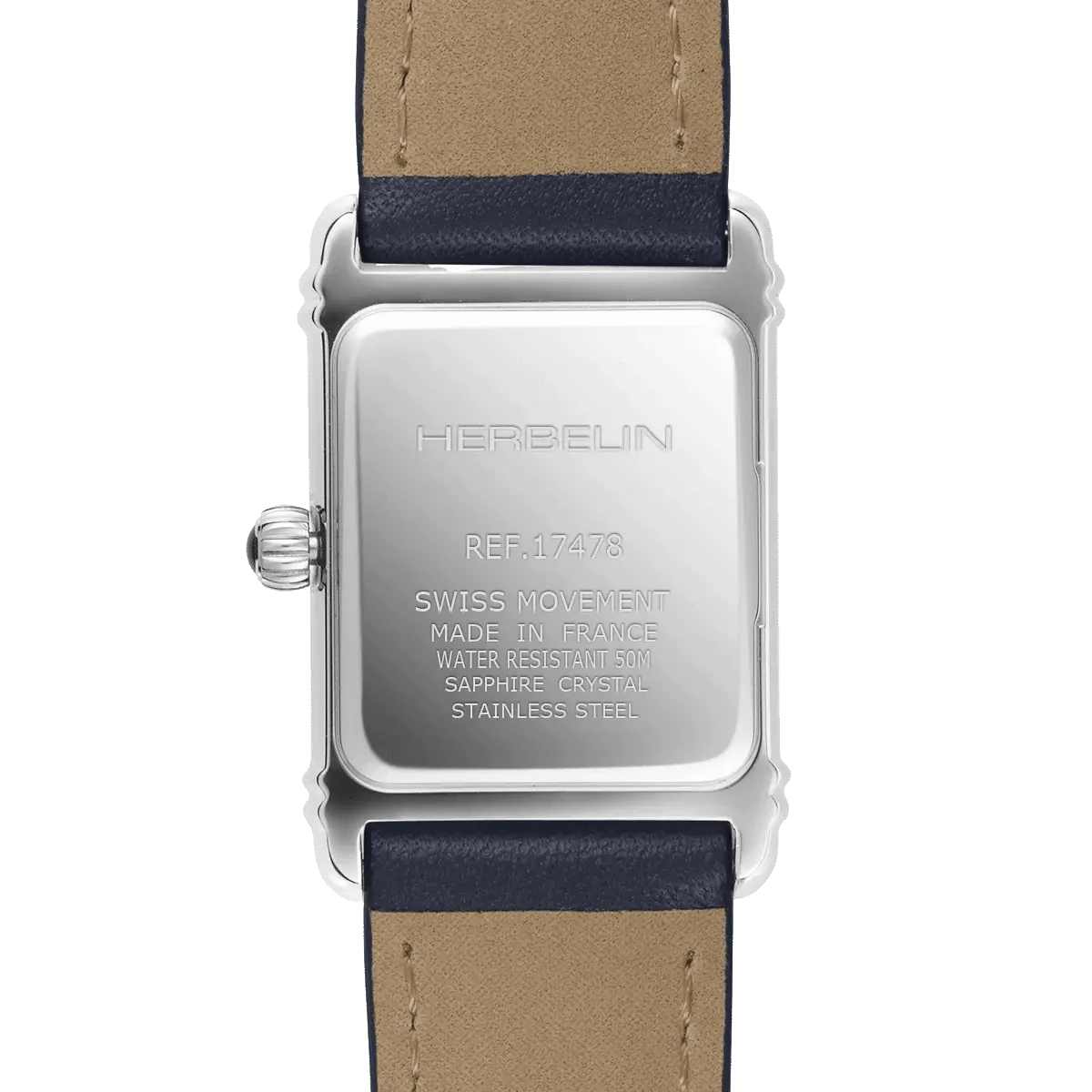 MICHEL HERBELIN Montre HERBELIN Femme Art Déco en Cuir Bleu 17478AP08BL