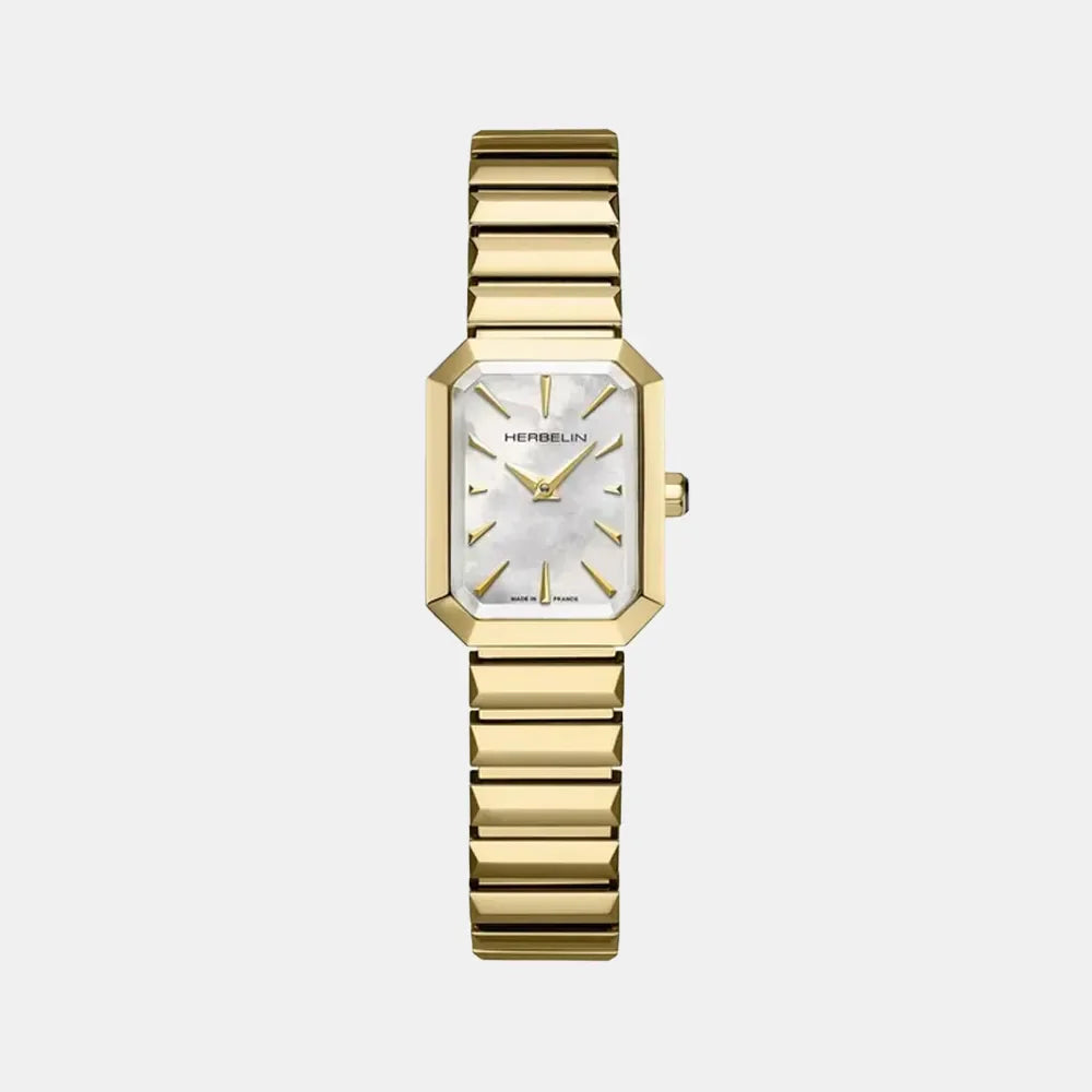 MICHEL HERBELIN Montre HERBELIN Femme Octogone en Acier Doré 17556BP1N19