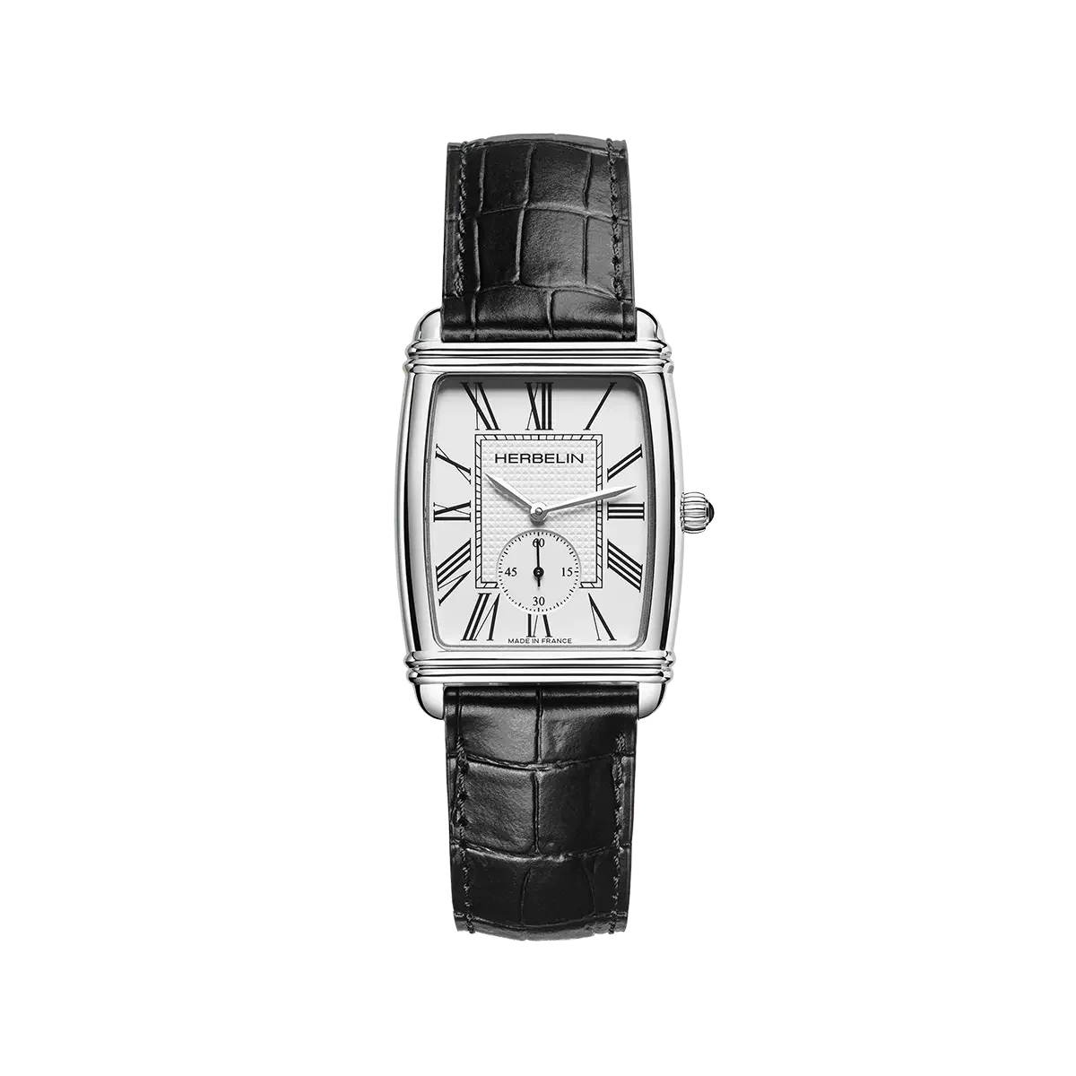 MICHEL HERBELIN Montre HERBELIN Homme Art Déco en Cuir Noir 10638AP08