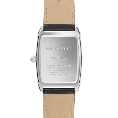 MICHEL HERBELIN Montre HERBELIN Homme Art Déco en Cuir Noir 10638AP08