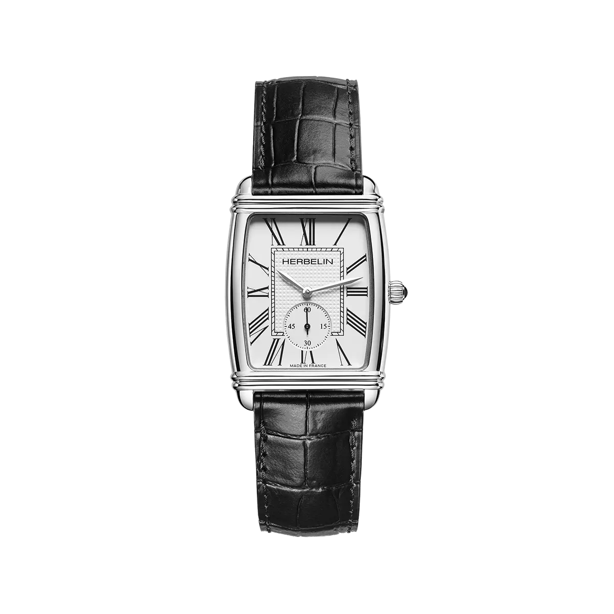 MICHEL HERBELIN Montre HERBELIN Homme Art Déco en Cuir Noir 10638AP08