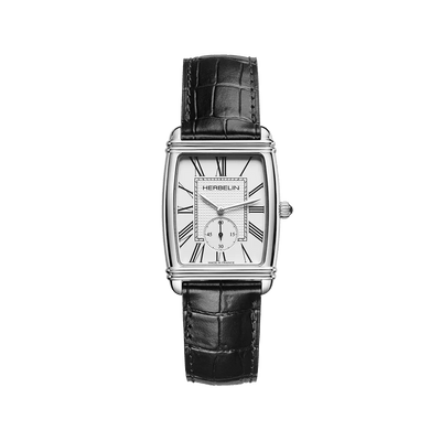 MICHEL HERBELIN Montre HERBELIN Homme Art Déco en Cuir Noir 10638AP08