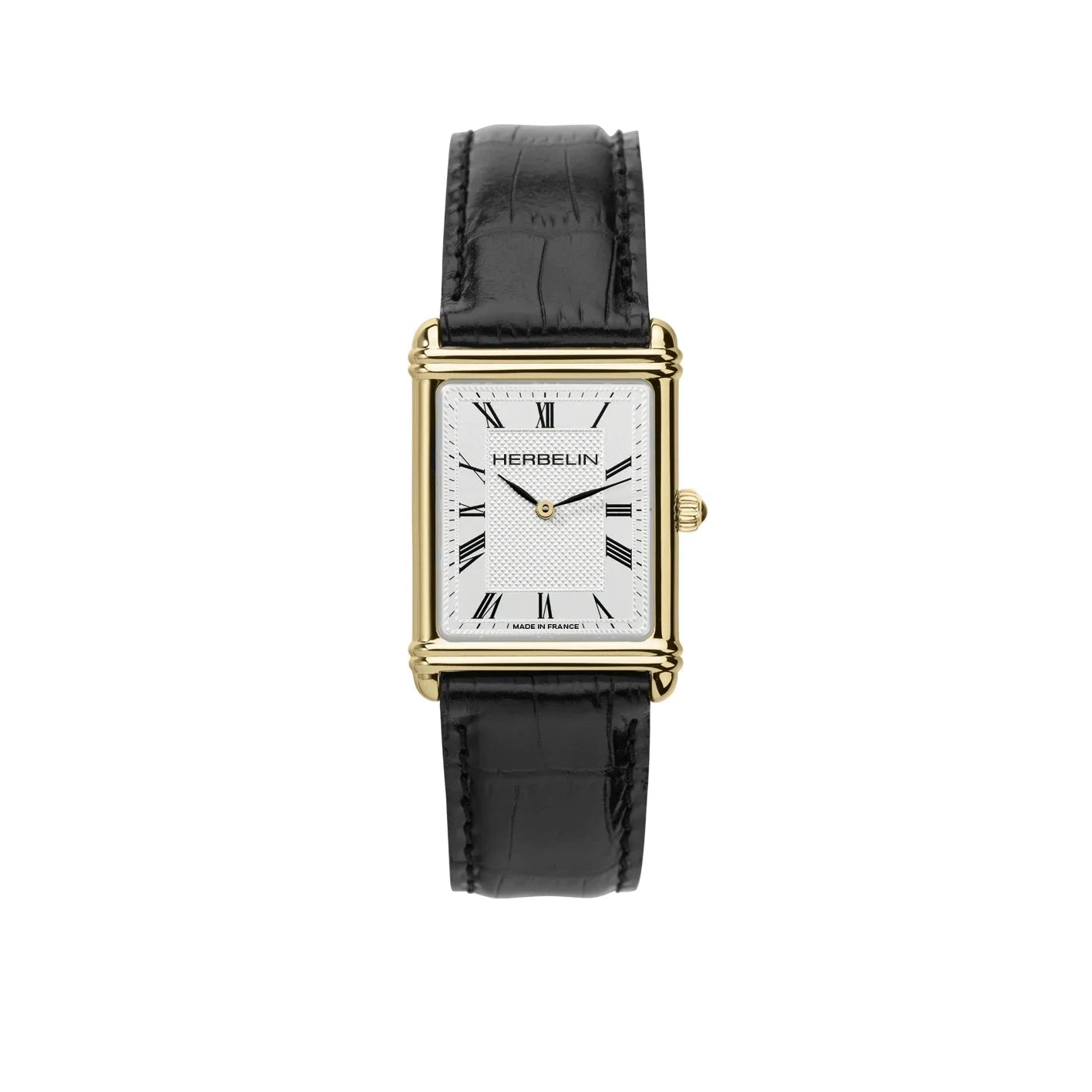 MICHEL HERBELIN Montre HERBELIN Homme Art Déco en Cuir Noir 17468P08