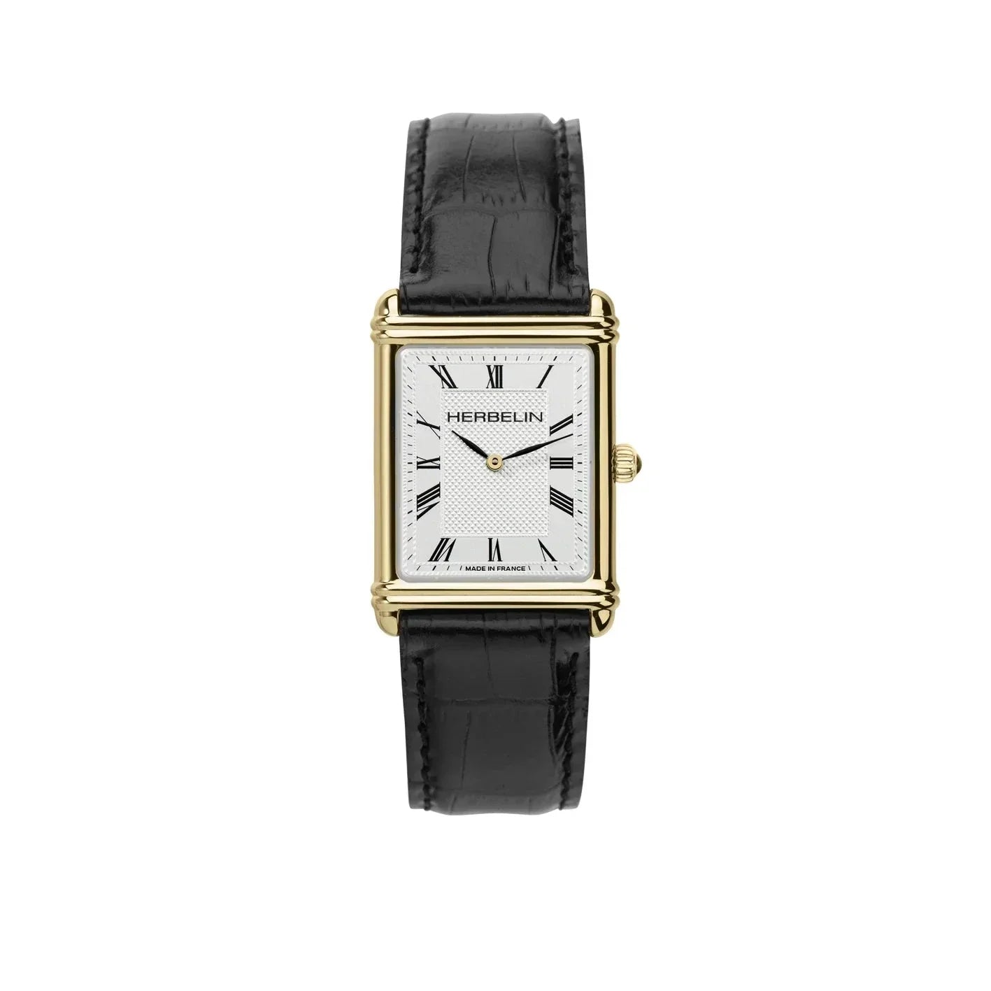 MICHEL HERBELIN Montre HERBELIN Homme Art Déco en Cuir Noir 17468P08