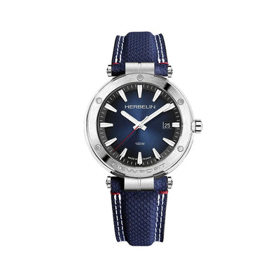 MICHEL HERBELIN Montre HERBELIN Homme Newport Bleu en Cuir 12288A15BL