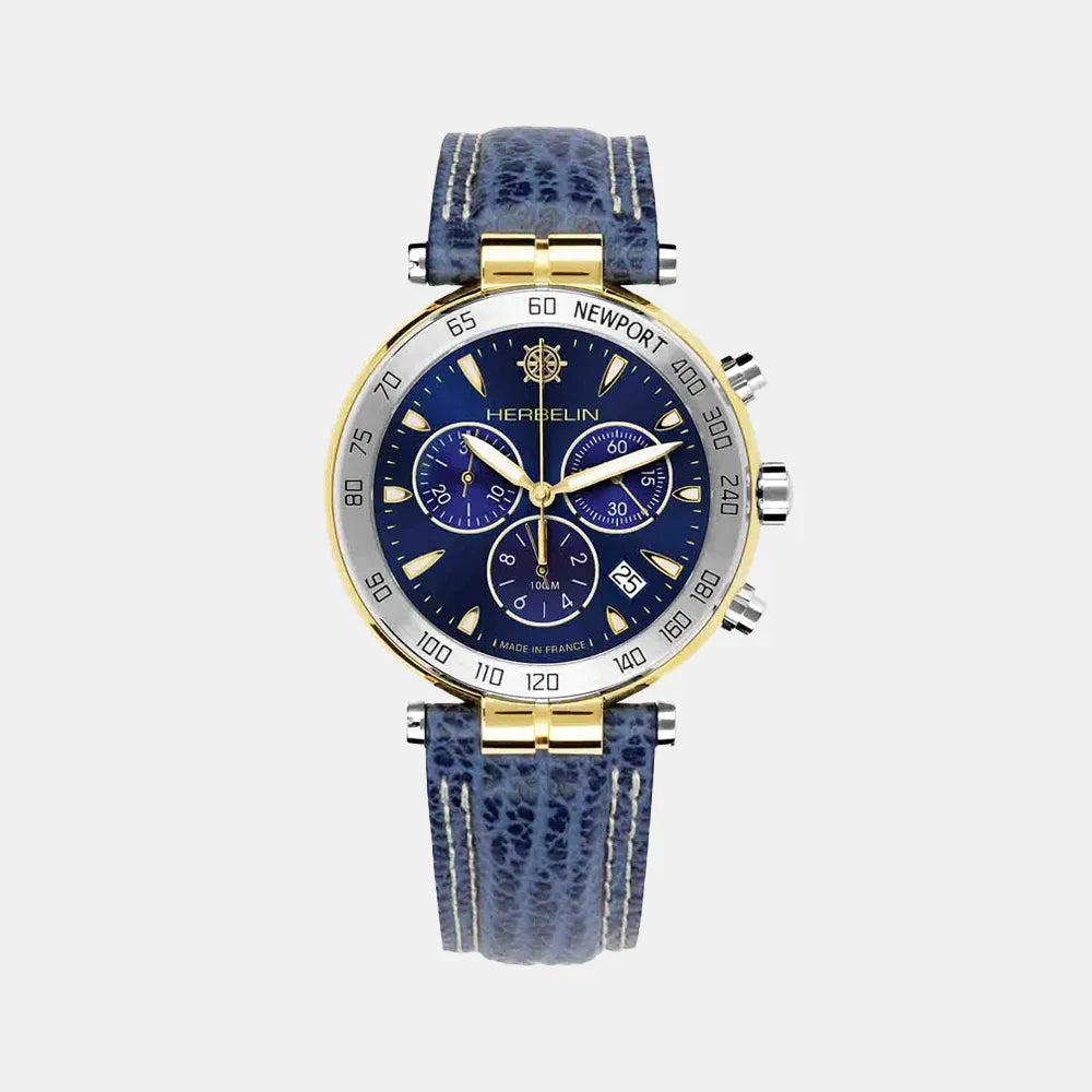 MICHEL HERBELIN Montre HERBELIN Homme Newport Chronographe en cuir 37654T35