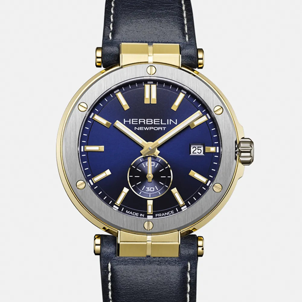 MICHEL HERBELIN Montre HERBELIN Homme Newport Elegance en Cuir Bleu 18389T1N35