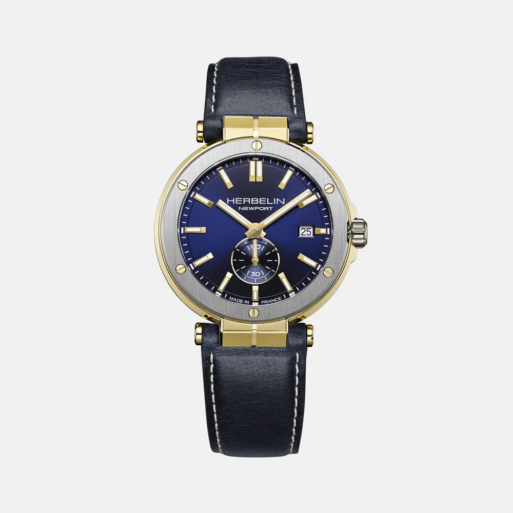 MICHEL HERBELIN Montre HERBELIN Homme Newport Elegance en Cuir Bleu 18389T1N35