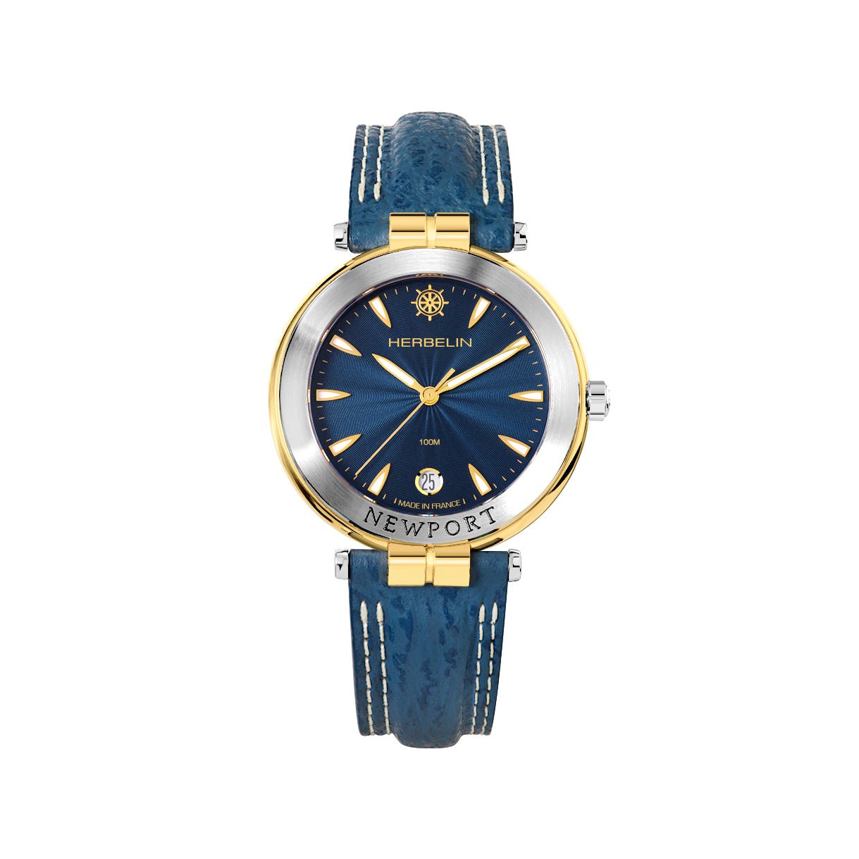 MICHEL HERBELIN Montre HERBELIN Homme Newport en Cuir Bleu 12255T35