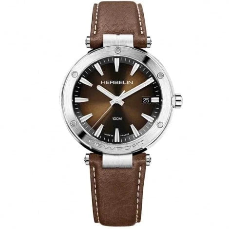 MICHEL HERBELIN Montre HERBELIN Homme Newport en Cuir Marron 12288A27MA