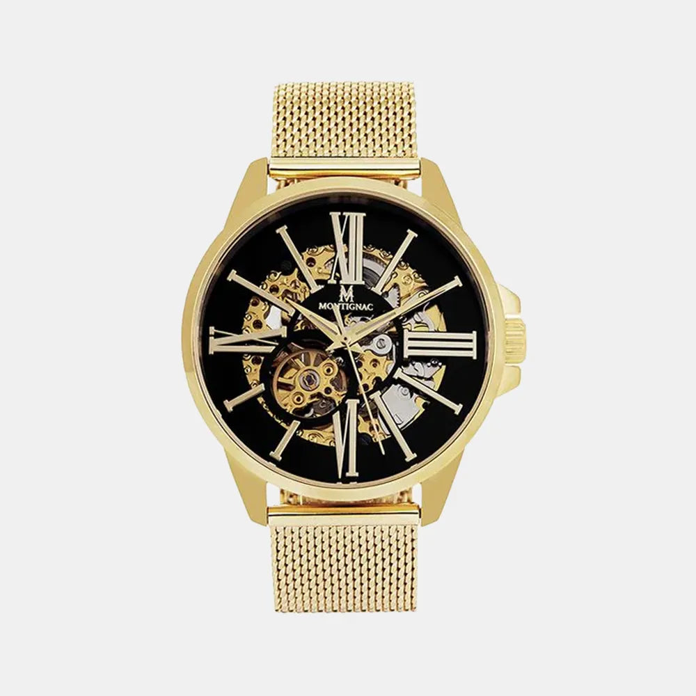 MONTIGNAC Montre MONTIGNAC Homme Automatique en Acier Milanais Doré MOW150