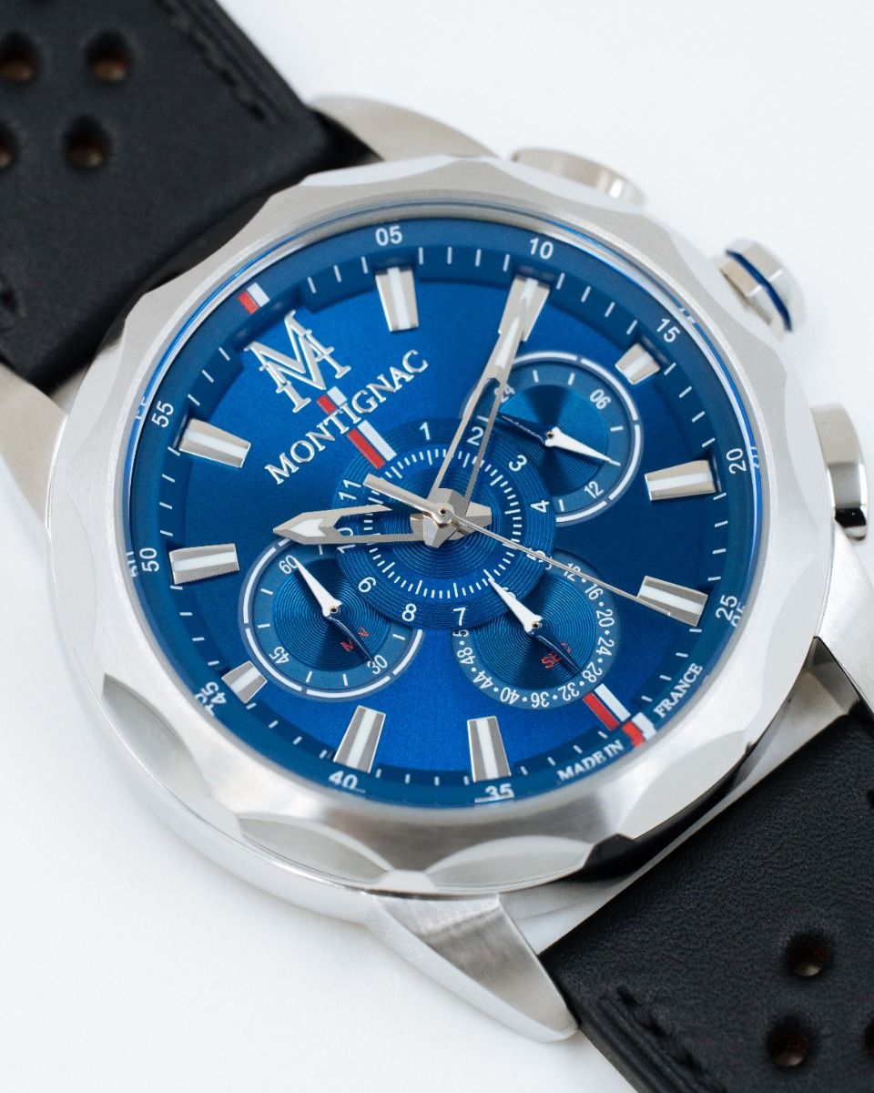 MONTIGNAC Montre MONTIGNAC Homme Chronographe en Cuir Noir MOW1202