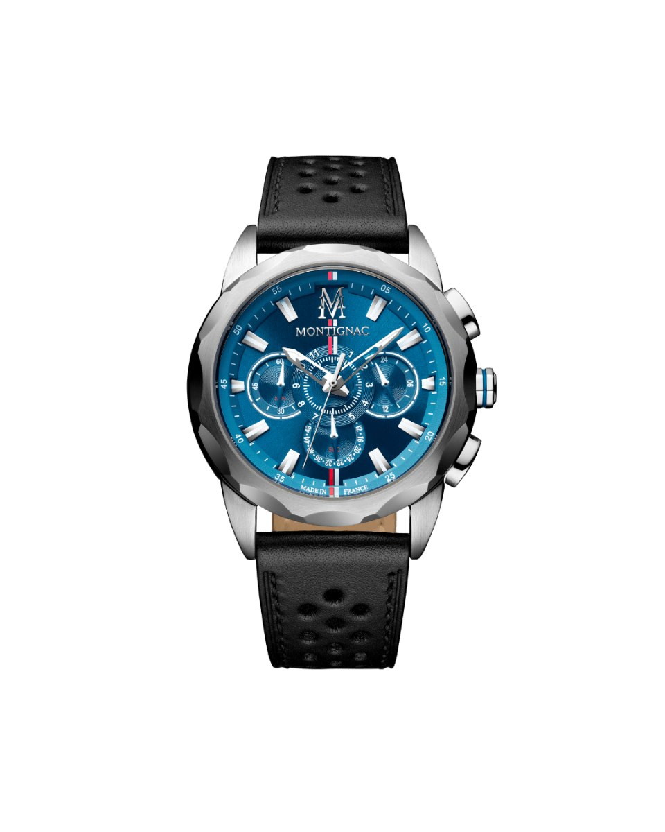 MONTIGNAC Montre MONTIGNAC Homme Chronographe en Cuir Noir MOW1202
