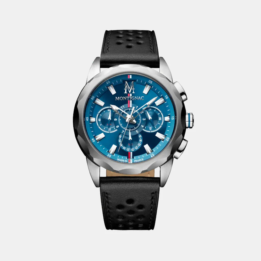 MONTIGNAC Montre MONTIGNAC Homme Chronographe en Cuir Noir MOW1202