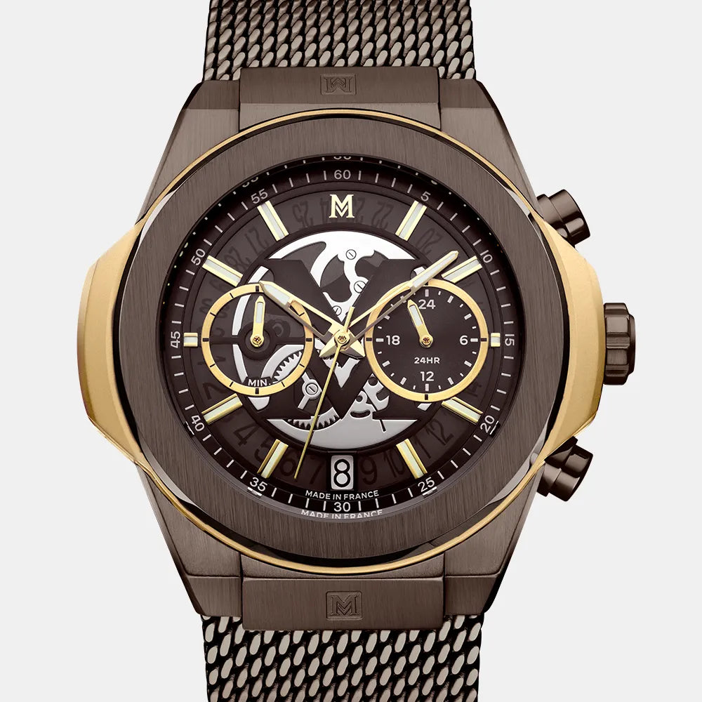 MONTIGNAC Montre MONTIGNAC Homme en Acier Marron MOW1308