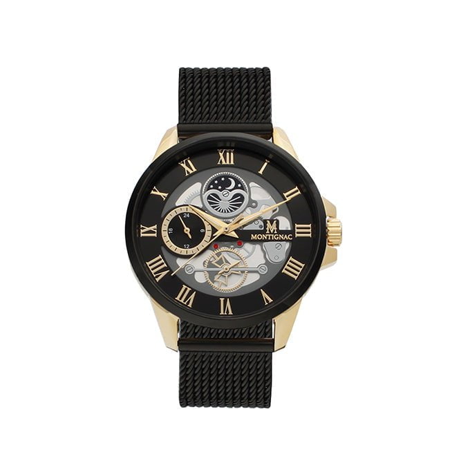 MONTIGNAC Montre MONTIGNAC Homme en Acier Milanais Noir MOW158