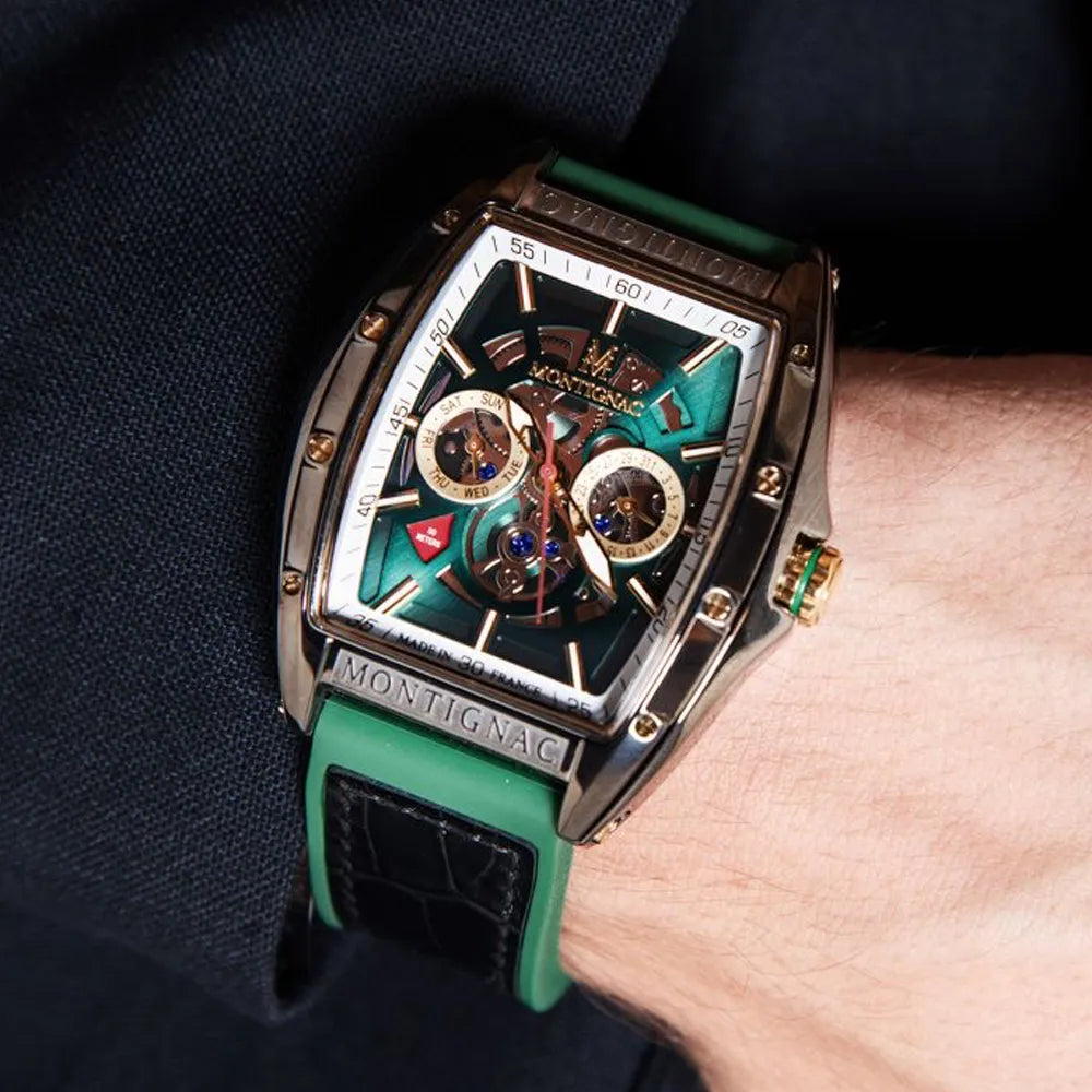 MONTIGNAC Montre MONTIGNAC Paladin Homme en Cuir Noir MOW803