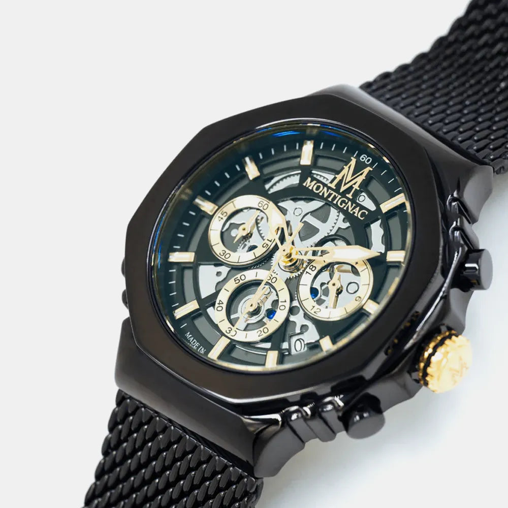 MONTIGNAC Montre MONTIGNAC Sentinel Homme Chronographe en Acier Milanais MOW1205