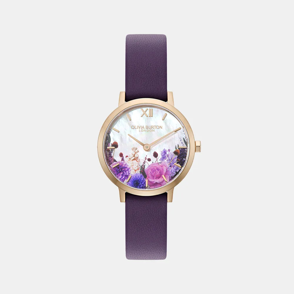 Montre OLIVIA BURTON Femme Autumn Floral en Cuir Violet 24000406