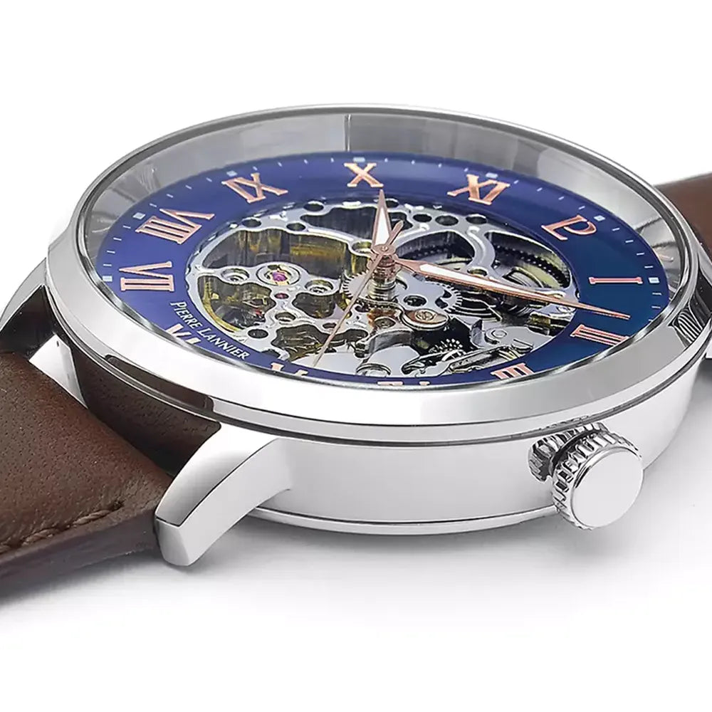 PIERRE LANNIER Montre PIERRE LANNIER Homme Automatic en Cuir Marron 322B164