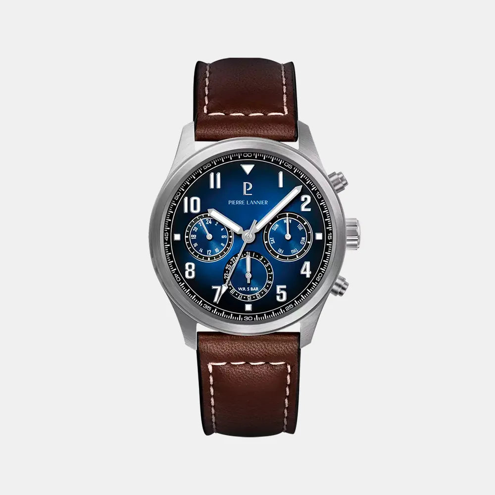 PIERRE LANNIER Montre PIERRE LANNIER Homme AVIATEUR en Cuir Marron 257H164