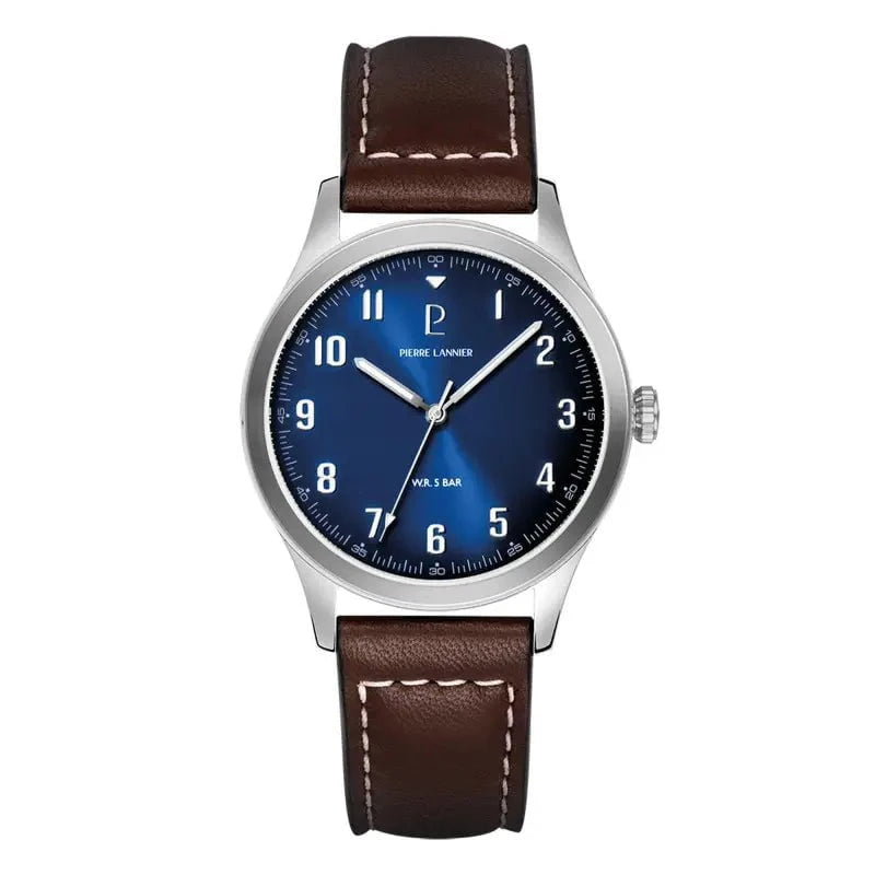PIERRE LANNIER Montre PIERRE LANNIER Homme Aviateur en Cuir Marron 260G164
