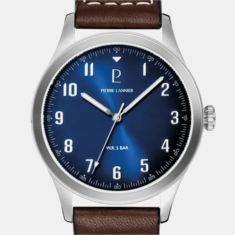 PIERRE LANNIER Montre PIERRE LANNIER Homme Aviateur en Cuir Marron 260G164