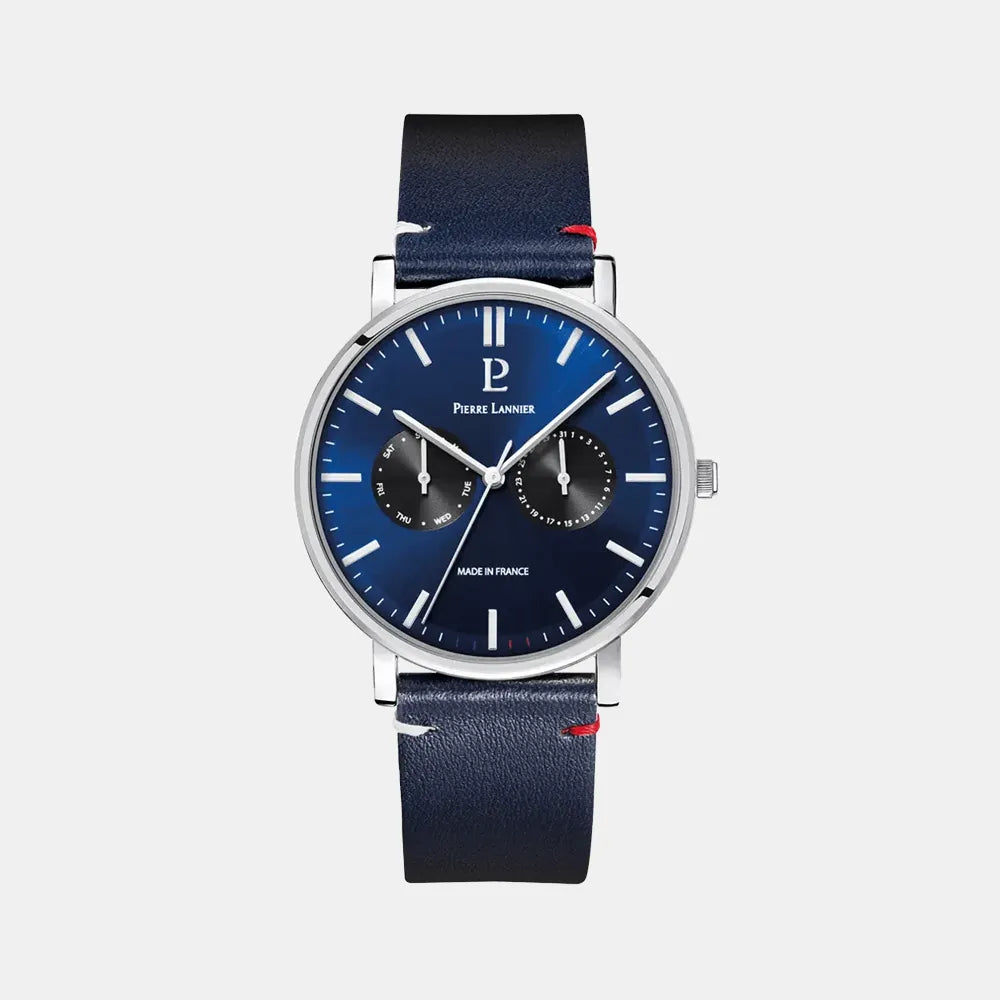 PIERRE LANNIER Montre PIERRE LANNIER Homme Essential en Cuir Bleu 206J166