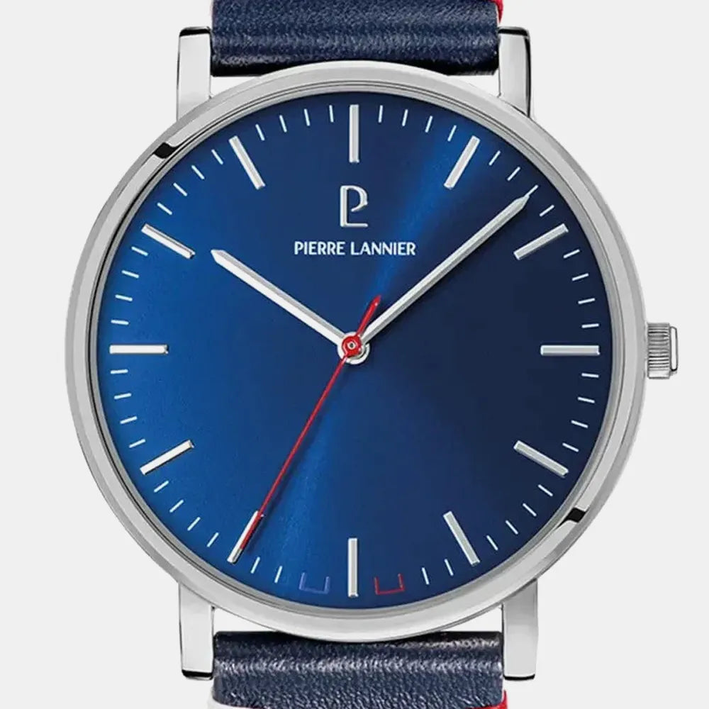 PIERRE LANNIER Montre PIERRE LANNIER Homme Essential en Cuir Bleu 217G166