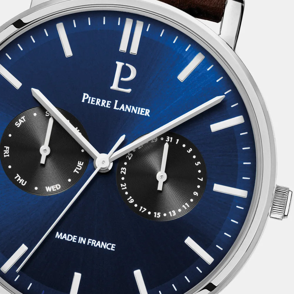 PIERRE LANNIER Montre PIERRE LANNIER Homme Essential en Cuir Marron 206J164