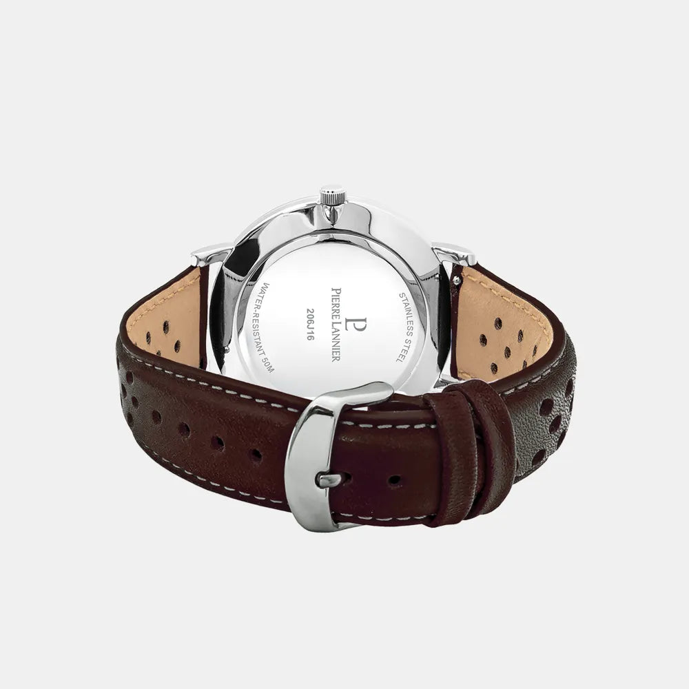 PIERRE LANNIER Montre PIERRE LANNIER Homme Essential en Cuir Marron 206J164