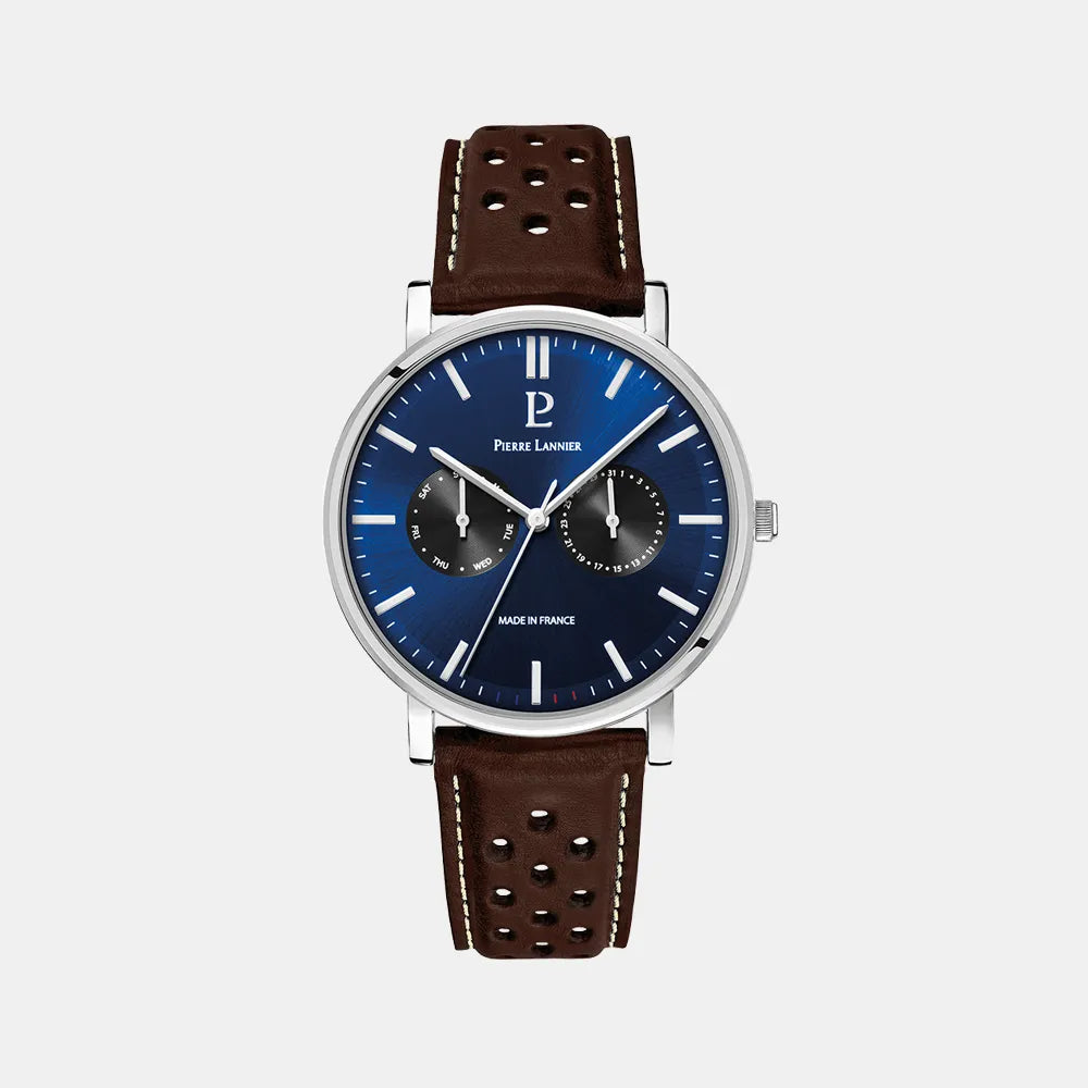 PIERRE LANNIER Montre PIERRE LANNIER Homme Essential en Cuir Marron 206J164