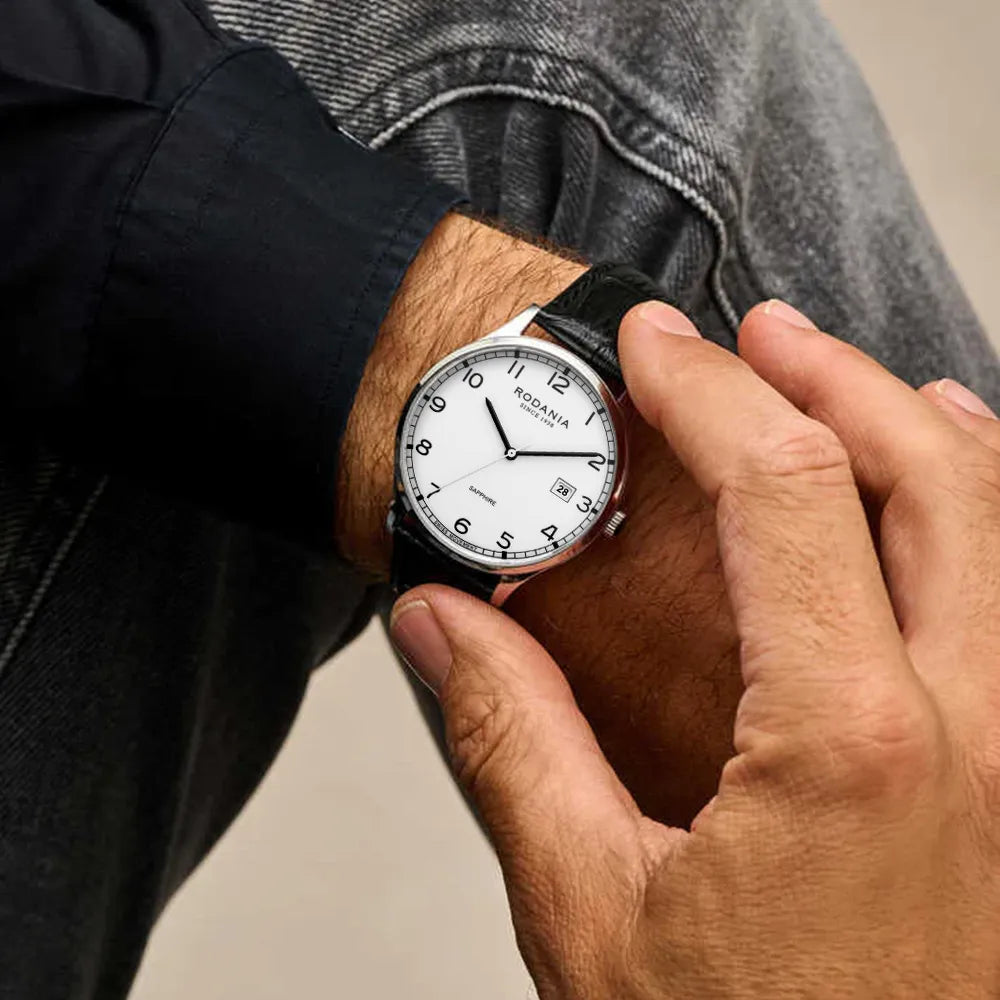 RODANIA Montre RODANIA Homme NYON CLASSIC en Cuir Noir R22055