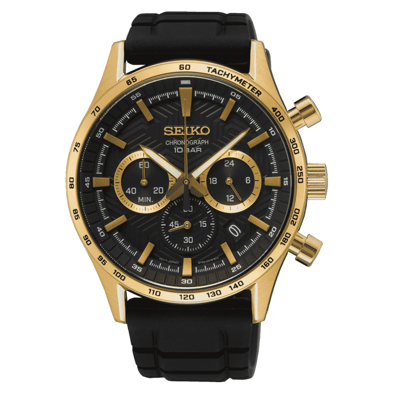 SEIKO Montre SEIKO Homme Sport Chronographe en Silicone Noir SSB446P1