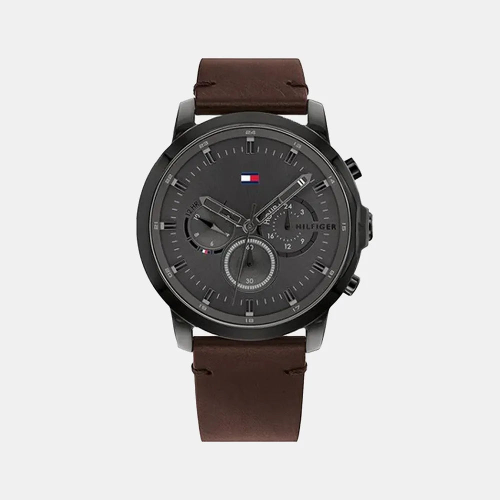 TOMMY HILFIGER Montre TOMMY HILFIGER Homme Jameson Chronographe en Cuir Marron 1791799
