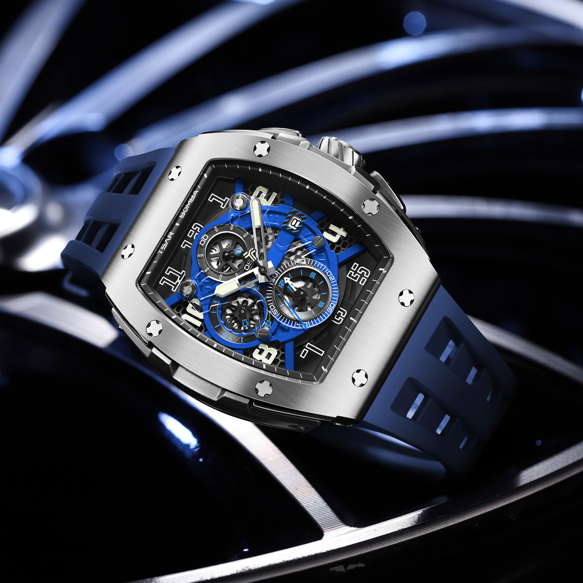 TSAR BOMBA Montre TSAR BOMBA Homme Elemental en Silicone Bleu TB8211Q03