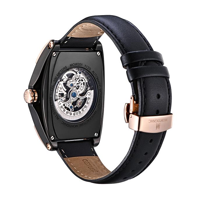 MONTIGNAC Montre MONTIGNAC Automatique Homme en Cuir Noir MOW201