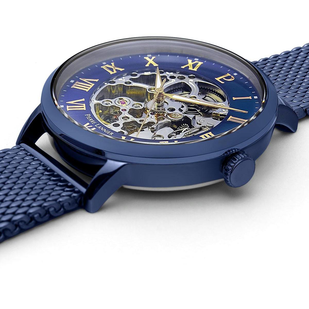 Montre PIERRE LANNIER Homme Automatic en Acier Milanais Bleu 318B468